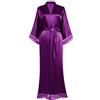 BABEYOND Coucoland - Accappatoio lungo da donna, tinta unita, con maniche in pizzo, per damigella d'onore, kimono in raso, biancheria da notte da donna, estiva