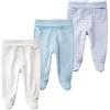 BINIDUCKLING Pantaloni a vita alta per bambini e bambine, in cotone, con piede, confezione da 3