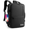 IBK Zaino da Viaggio Bagaglio a mano, porta PC Portatile Laptop Notebook Computer, Tessuto Impermeabile, con Caricatore USB, Uomo Donna Lavoro Ufficio Scuola, Grigio Nero (Nero)