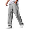Generic Pantaloni da uomo in cotone e lino - Tessuto misto canapa pronto per l'autunno, dettaglio logo ricamato, vita elastica ampia con tasca singola, Grigio, M
