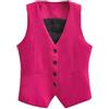 REHJJDFD Donne con scollo a V monopetto rosa rosso vestito gilet donna slim corto asimmetrico sottile senza maniche cappotto gilet