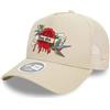 New Era Berretto da Camionista Donna Ragazza Visiera Curva Tatuaggio Maglia Cappellino Regolabile Beige