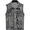 Cexiakong Gilet da uomo in denim, senza maniche, in denim, casual, retrò, slim fit, taglie forti, per attività all'aria aperta, biker, rock, punk, Grigio 19, XL