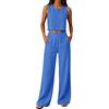 Chanpning Completo Estivo Donna Lino Tailleur Donna Estiva Senza Maniche Girocollo Tuta Completa Lino e Cotone Completi Estivi Set Casual Relax Corte Top e Pantaloni Estivi da Casa Ideale Per Vacanza
