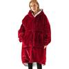 Vancavoo Felpa Donna Coperta con Maniche Felpa con Cappuccio Oversize Uomo Gigante Blanket Hoodie Fleece Sweatshirt Cappotto con Cerniera Tasca,Vino Rosso