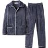 Celanisai Pigiama da uomo, lungo, caldo, in pile polare, in flanella, soffice, biancheria da notte, 2 pezzi, in pile, a maniche lunghe, con tasca e pantaloni per il sonno, comodi e morbidi come la seta, O blu