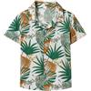 IMEKIS Camicia estiva per padre e figlio, per uomo, ragazzo, camicia hawaiana, a maniche corte, con bottoni, per il tempo libero, Verde/Arancione, 2-3 Jahre
