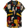 Xmiral T-Shirt Moda Uomo Stampato Hawaiano Sciolto Bottoni Casual Manica Corta
