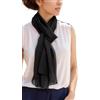 Prettystern Donna Uomo 180cm Lunga Pura Seta Leggera Sciarpa Stola Foulard Coprispalle Elegante da Cerimonia tinta unita nero