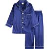 Verve Jelly Pigiama in raso a maniche corte con bottoni a maniche corte per bambini, Blu, 12-13 anni