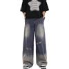 Celanisai Baggy Jeans da uomo con gamba larga, casual, vestibilità larga, pantaloni in denim, Hip Hop Denimpants Straight Leg Jeans vita elastica con coulisse per adolescenti e ragazzi streetwear, Y3 blu, M