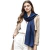 LA FERANI Sciarpa in seta da donna, 100% seta, foulard sciarpa tinta unita, colore bianco, nero, 180 x 90 cm, tinta unita, per completo occasioni formali, stola stile aziendale, regalo per lei, Blu