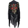 La Senorita La Señorita Foulard cintura chale manton de manila Flamenco di danza nero rosso oro Large