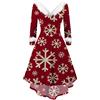 NaLatia Vestito di Natale da Donna Abiti Babbo Natale Curvy Abito di Velluto Maniche Lunghe Vestiti Natalizio Costume Babbo Natale Invernale Scollo A V Elegante Abito da Sera Cerimonia