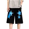 FCOOLYEET Pantaloncini in denim da uomo Y2k Baggy Star Jorts Jeans Loose Fit Patchwork Jeans Shorts Y2k Streetwear, Bluestar-nero, Large