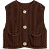 Bgylu Cardigan da Donna Senza Maniche in Maglia Grossa, Casual, ritagliato, con Bottoni, Aperto sul Davanti, con Tasche, caffè, M