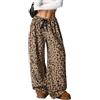 Suncadmious Pantaloni della Tuta a Gamba Larga da Donna con Coulisse Pantaloni Larghi con Stampa Leopardata Pantaloni della Tuta a Gamba Larga Oversize con Coulisse (Marrone,L)
