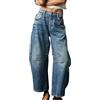 Generico Jeans Donna Vita Alta Lavoro, Jeans Gamba Dritta Estivi Pants Gamba Larga Comodo Casual Pantalone alla Moda Leggeri Pantaloni Denim Wide Leg Curvy Pantalone con Tasche
