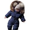 Fannyfuny Tuta Da Sci Intera Bambina Manica Lunga Fleece Outfits Tuta Termica Neonato Tuta Da Sci Per Bambina Set Con Cappuccio Tuta Imbottita Neonata Snowsuit Unisex 0-24 Mesi