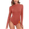 WOWENY Body da Donna a Maniche Lunghe con Colletto Alto, in Pile, per l'inverno