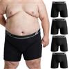 PUTUO Mutande Boxer Uomo in Cotone: Underwear a Gamba Lunghi per Uomo in Taglie Forti - Mutande con Apertura a Crotto Aumentato Ceinture Elasticizzatai Confortevoli e Traspiranti 4 Paia Nero 3XL
