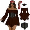 RUITOTP Costume Pirata Uomo Donna, Capitano Pirata Costume Accessori Uomo Donna, Accessori Pirata con Cintura Bandana, Ideale per Halloween Carnevale Feste Pirata Cosplay