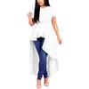 Suncadmious Camicia Casual da Donna Abito Alto Basso Irregolare con Orlo a Balze Camicetta Asimmetrica Peplo Lunga Tunica Top
