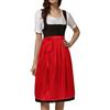 Generisch Costume da Oktoberfest tedesco 2026 da donna, classico, tinta unita, mezza grembiule con nastri per abito da festa cosplay in stile bavarese, Colore: rosso, S