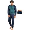 Lotto Pigiama Uomo Invernale + Boxer Omaggio - Caldo Cotone - Invernale (2068 Bosco, L)