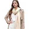 LA FERANI Sciarpa in seta da donna, 100% seta, foulard sciarpa, tinta unita, colore bianco nero, 180x90cm, tinta unita, per completo occasioni formali, stola, stile business, regalo per lei, crema