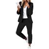 Generico Tailleur Donna Eleganti Pantaloni e Giacca da Cerimonia Curvy Completo Blazer a Maniche Lunghe Tuta Elastici in Vita Set di Abiti in Tinta Unita Pantalone Giacche Due Pezzi Elegante Suit Versatile