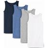 SES Confezione da 4 canottiere per ragazzi 92-182 in bianco e colorato/canottiere per ragazzi in cotone/canottiera senza maniche per bambini/blu e grigia