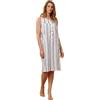 SNELLY Camicia da Notte Donna 100% Cotone Primavera Estate Maglia da Notte Lunga con Bottoni, Fantasia a Scelta, Taglia 44 46 48 50 52 54 56 58 60 (Taglie Forti) (SN127 - Senza Maniche - A Righe, 44)