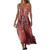 Gienslru Vestiti Donna Estivo 2026 Eleganti Vestito Lino Abito Senza Maniche a V Boho Chic Taglie Forti Comodo Fresco Abiti Lunghi Spiaggia Mare Curvy Abbigliamento con Tasche Casual Dress Copricostume