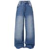 Generisch 2025 - Jeans da ragazza, gamba larga, denim baggy, vita alta, fiocco carino, abbigliamento casual per bambini per bambini, Bu2, 8-9 Anni