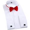 GUOCU Camicia da Smoking con Papillon Uomo Camicia Elegante Camicia Formale Abito Classico Camicia da Cerimonia Nuziale Matrimonio Camicie Affari,5501,4XL