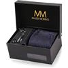 Massi Morino Cravatta con Fazzoletto da Taschino Set Uomo incl. Gemelli, Fermacravatta e Confezione Regalo - Set Cravatta Uomo per Matrimonio