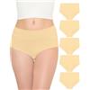 TANSTC Mutande Donna Cotone Vita Alta Slip Traspirante Culotte Comode Elasticizzato Intimo, Carnagione, Pacco da 5, XS
