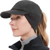 GADIEMKENSD Winter Fleece Hats Reflective Ponytail Hat for Women Baseball Caps with Earflap Drop Down Ear Warmer Mens Skull Cap Beanie with Visor Cold Hat for Outdoor Hiking Running Snow Ski Dark Gray