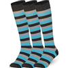 Mysocks Unisex 3 Paia di calzini al ginocchio a righe in cotone extra fine pettinato | Punta senza cuciture | Cinturino in morbido lattice