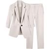 Generico Tailleur Donna Casual Pantaloni Completo Elasticizzato Comfort Business Elegante Lavoro Completo(Beige, M)