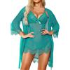 RSLOVE Lingerie Donna Sexy Babydoll in Pizzo Camicia da Notte Set di Pigiama Completo Intimi Vestaglia A Rete