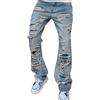 Generico Jeans Strappati Uomo Baggy Giacca Neri Drip Skinny Couture Slim Fit