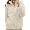 Generic Giacca da Camera Felpa Donna Pile Caldo Giacca da Donna Felpa Senza Cappuccio Autunno e Inverno Giacche Teddy con Zip Peluche Cappotto con ColloAlto Fleece Giacche Tinta Unita (Beige, L)