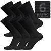 Brooklyn Socks 6 paia di calzini in cotone per diabetici non vincolanti per neuropatia (nero, adatti per scarpe da uomo taglia 40-42/scarpe da donna 42-44)
