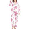 Generisch Pigiama da donna, pantaloni lunghi, set di biancheria da notte, morbido, confortevole, biancheria da notte con scollo a V, loungewear, pigiama carino, Colore: rosa., XL