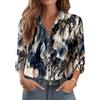 Zeagoo Camicia Donna Elegante Lunga Blusa Manica Collo Alto Fiore Camicia Senza Stiro Button-Down Basic Top Primaverile Estiva Business Elegante CamicieBlu Beige Astratto L