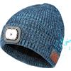 TAGVO Berretto Bluetooth con Faro LED, Wireless Musicale Cappello da Corsa USB Ricaricabile, Berretto in Maglia Invernali, Cappello Illuminato per Campeggio Escursionismo Ciclismo, Regali Natale Donna