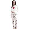 Peanuts Pigiama Donna Invernale in 100% Caldo Cotone Art. 63241 - Maglia Manica Lunga con Ricamo in Spugna + Pantalone Fantasia (IT, Testo, M, Regular, Regular, Crudo)