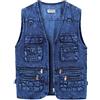 Yukirtiq Gilet di Jeans da Uomo Multitasche Giacca Jeans Senza Maniche Retro Vintage Gilet Denim Smanicato Jeans